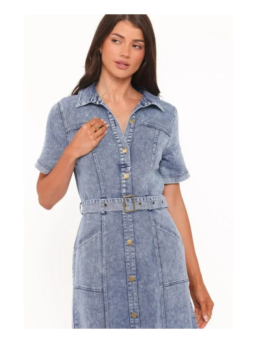 Макси-платье Tamara Med Denim Petal and Pup — изображение 4 из 4, джинсовый синий