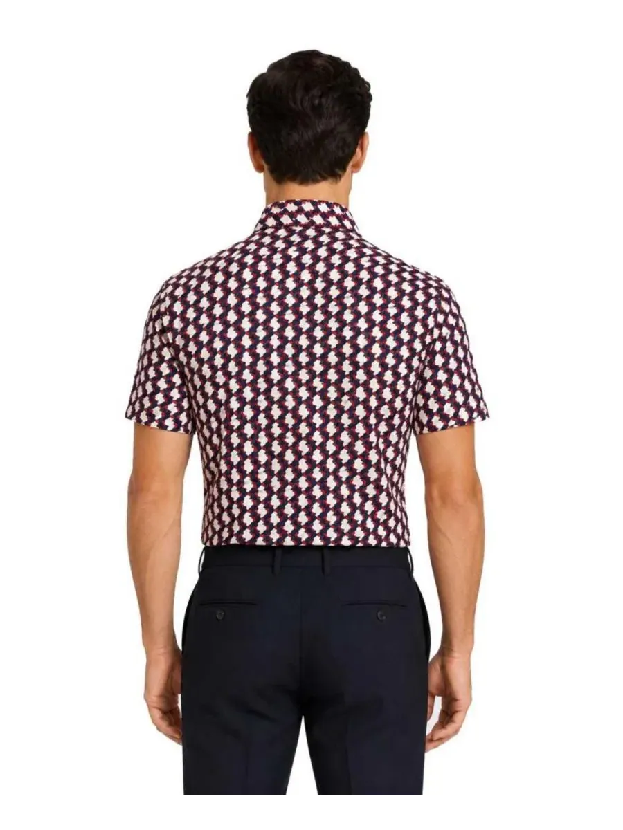 Рубашка с коротким рукавом и геометрическим принтом, Slim Fit Elie Balleh — изображение 2 из 3, красный