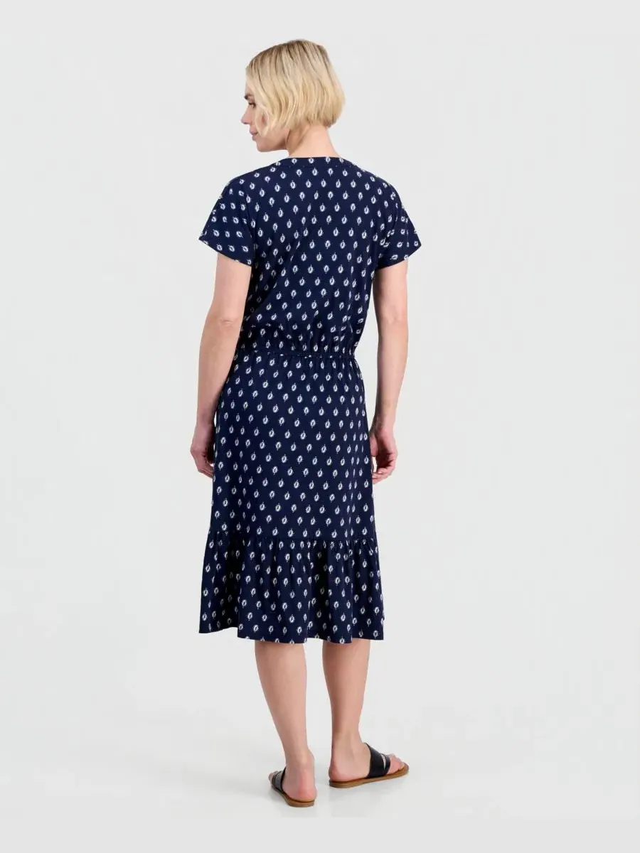 Платье-трапеция с V-образным вырезом Petite Flared Knit V-Neck Dress Style & Co — изображение 3 из 5, синий