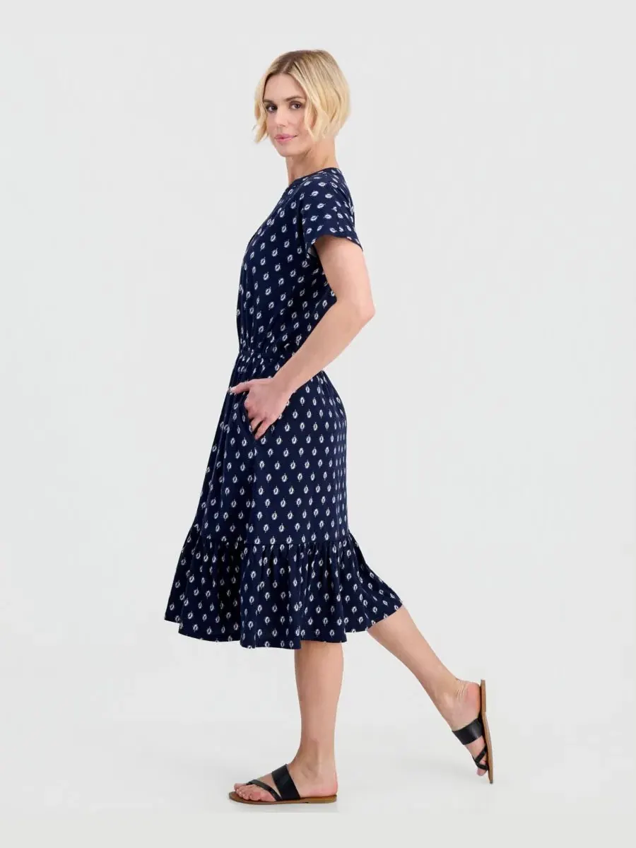 Платье-трапеция с V-образным вырезом Petite Flared Knit V-Neck Dress Style & Co — изображение 4 из 5, синий