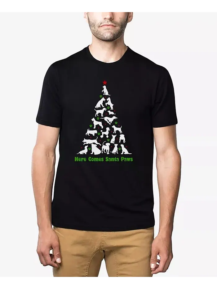 Футболка мужская Here Comes Santa Paws Premium Blend Word Art LA Pop Art — изображение 1 из 3, черный