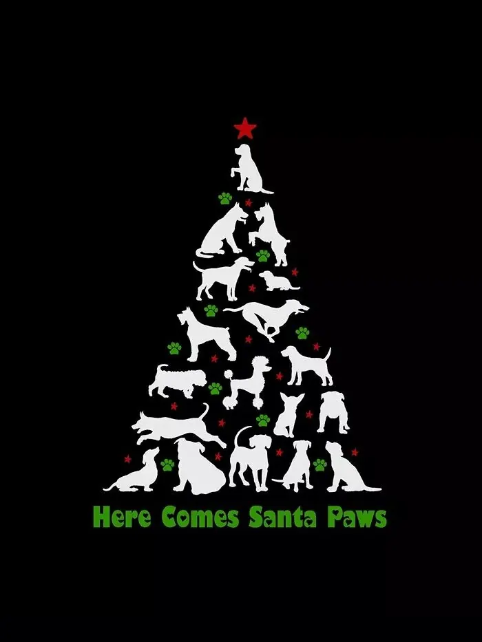 Футболка мужская Here Comes Santa Paws Premium Blend Word Art LA Pop Art — изображение 3 из 3, черный