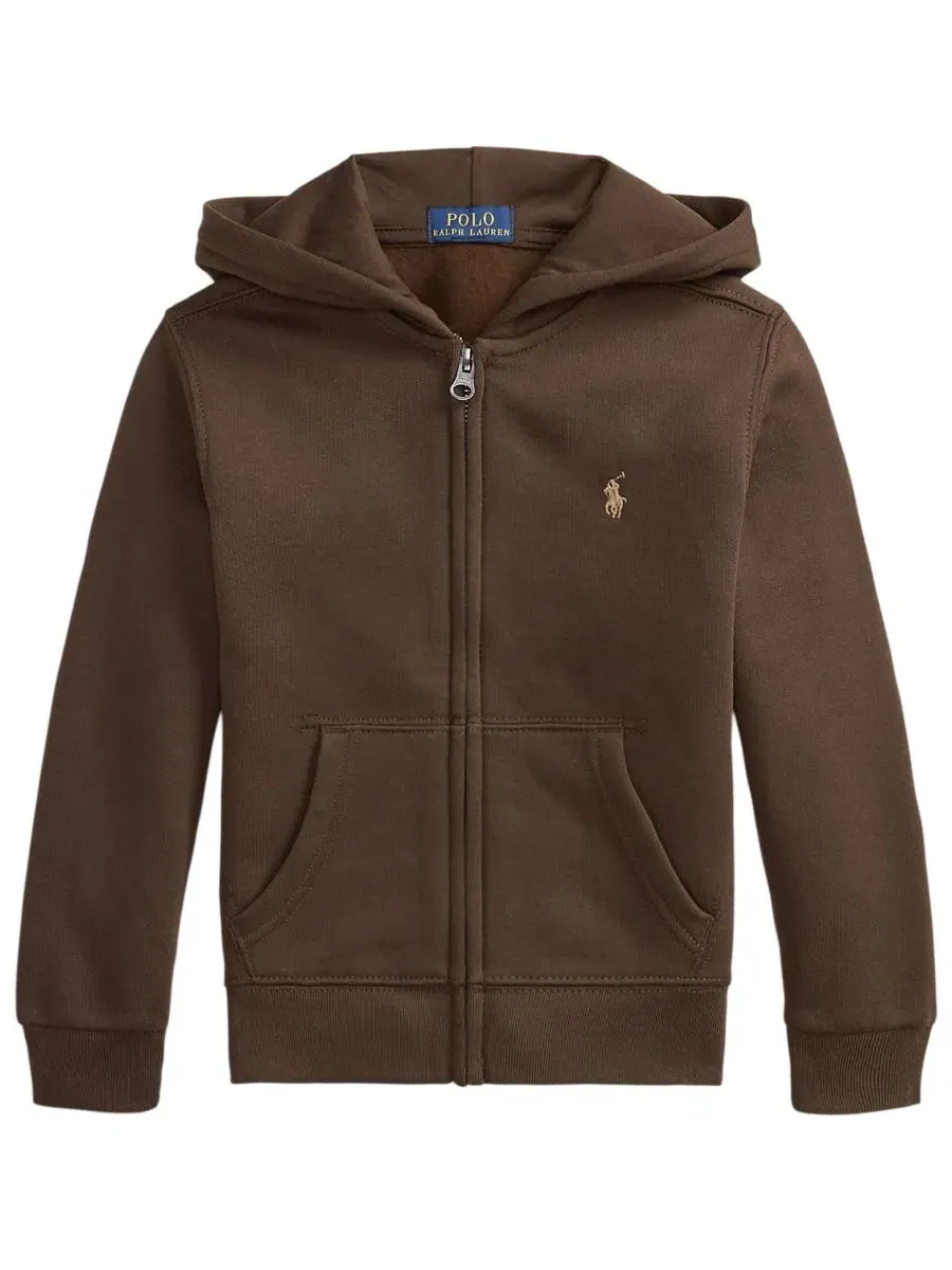 Детский флисовый худи на молнии с длинным рукавом Polo Ralph Lauren — изображение 1 из 5, коричневый
