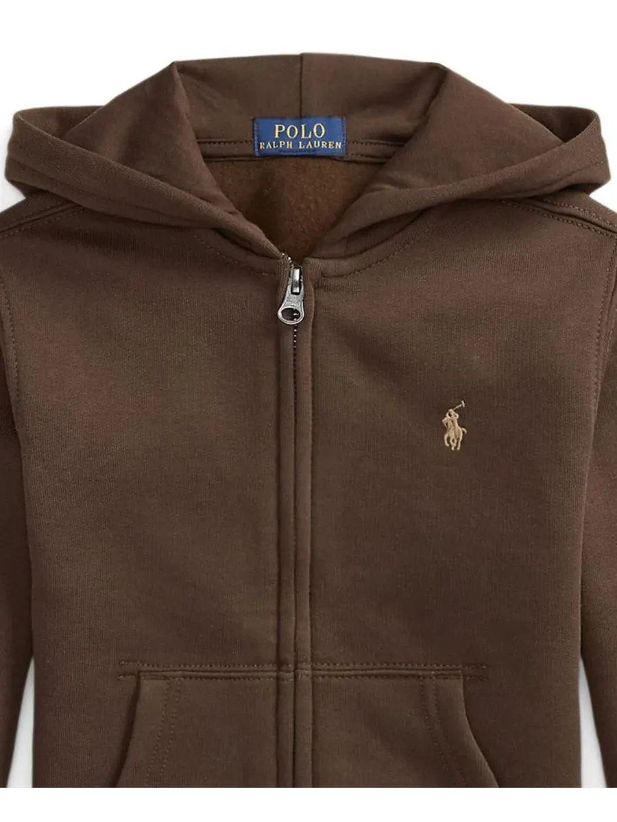 Детский флисовый худи на молнии с длинным рукавом Polo Ralph Lauren — изображение 3 из 5, коричневый