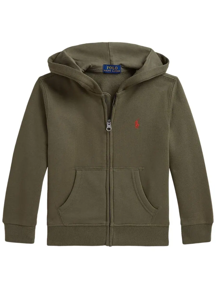 Худи на молнии из футера с капюшоном Polo Ralph Lauren — изображение 1 из 5, оливковый