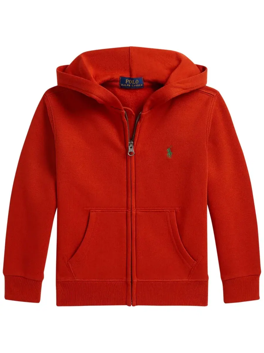 Худи на молнии из футера с капюшоном, длинным рукавом Polo Ralph Lauren — изображение 1 из 5, оранжевый