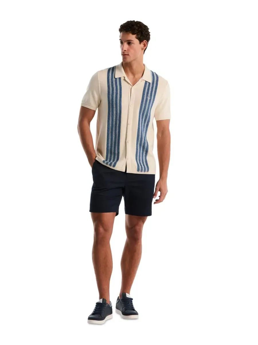 Мужская рубашка с коротким рукавом, с принтом в полоску, Slim Fit Original Penguin — изображение 2 из 4, березовый