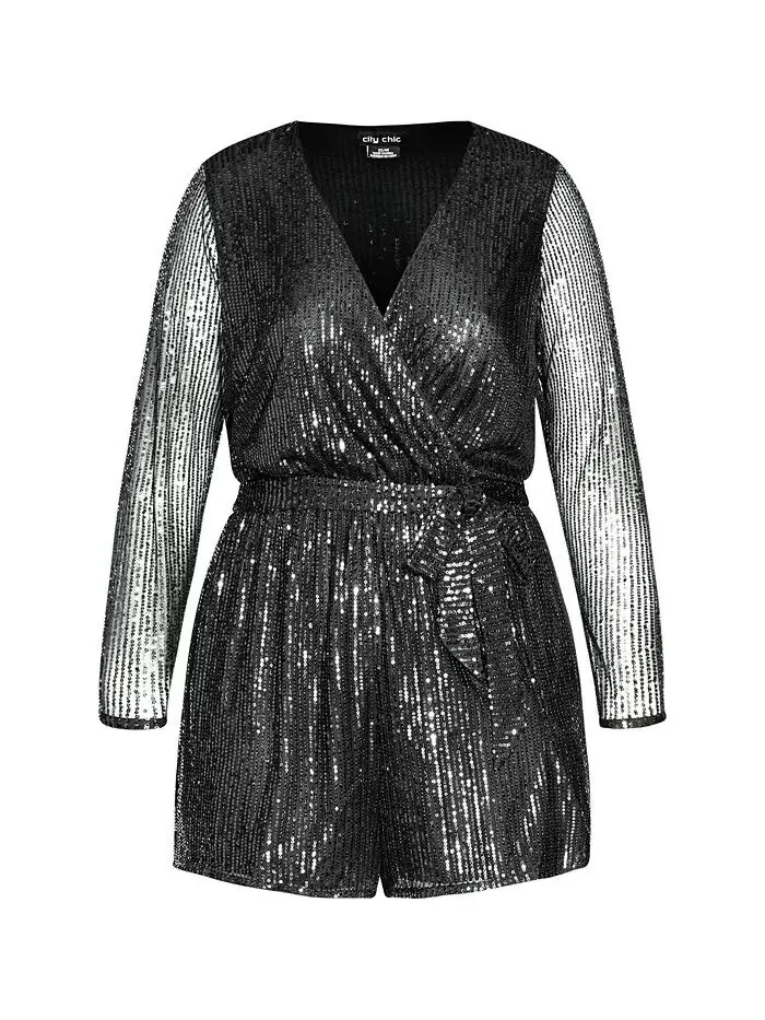 Женский комбинезон с пайетками CITY CHIC — изображение 2 из 3, серый