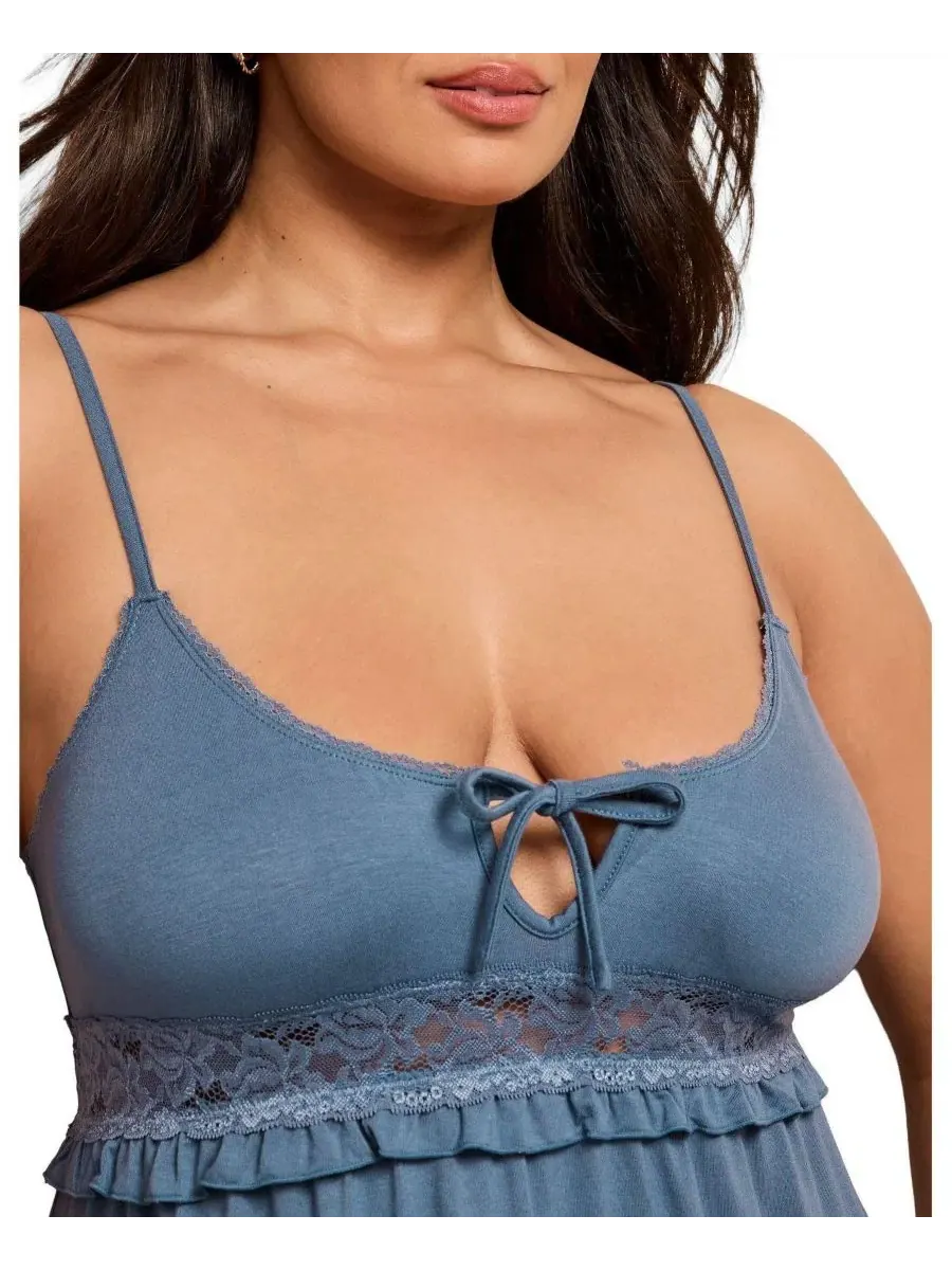 Платье-комбинация Liza Scoop Neck Knit Slip Adore Me — изображение 3 из 4, синий