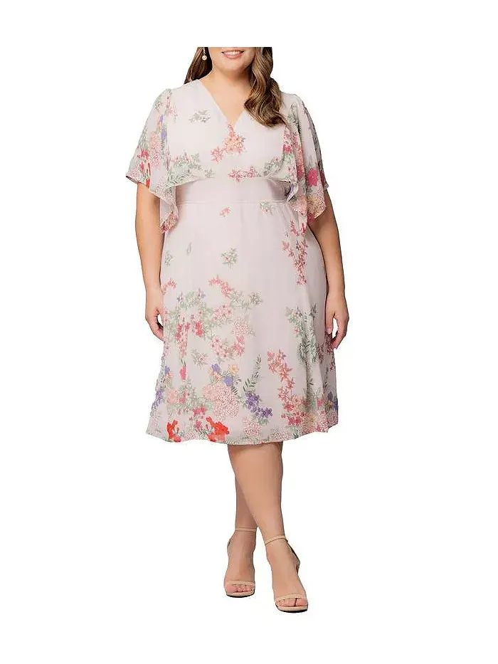 Платье коктейльное Plus Size Breezy Border Print Kiyonna