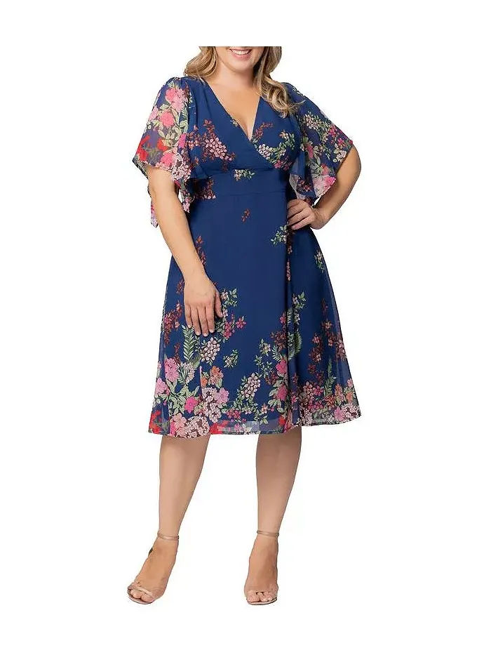 Платье коктейльное Plus Size Breezy Border Print Kiyonna