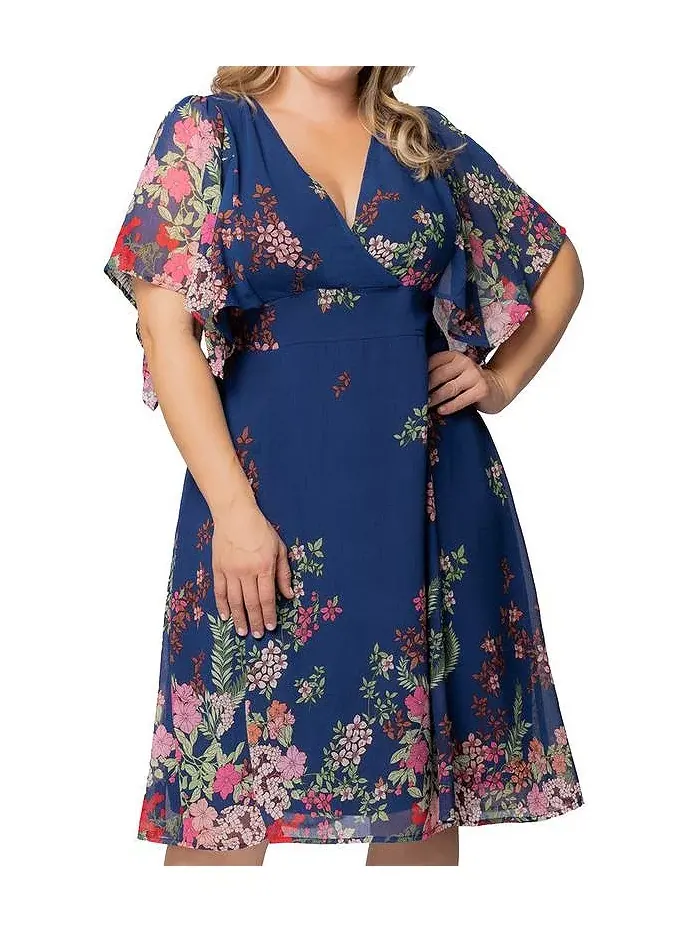 Платье коктейльное Plus Size Breezy Border Print Kiyonna — изображение 3 из 5