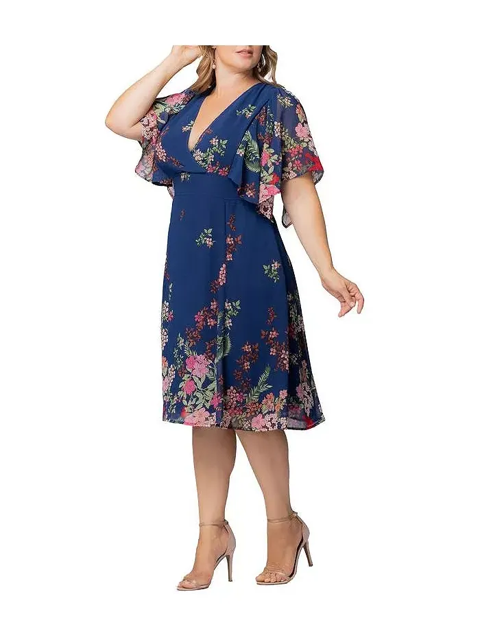 Платье коктейльное Plus Size Breezy Border Print Kiyonna — изображение 4 из 5