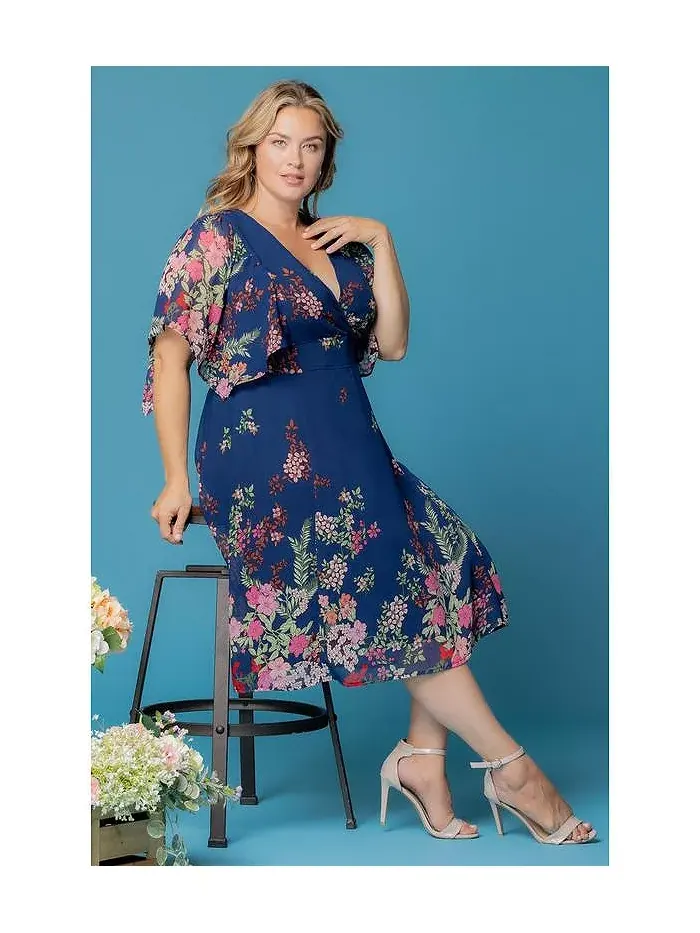 Платье коктейльное Plus Size Breezy Border Print Kiyonna — изображение 5 из 5