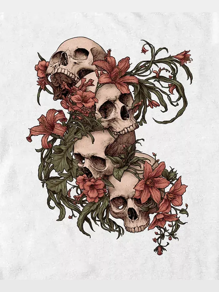 Мужская футболка с коротким рукавом Garden of Skulls Colors Design By Humans — изображение 3 из 3, белый
