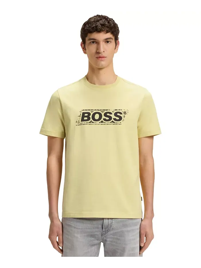 Мужская хлопковая футболка с логотипом Artwork Hugo Boss