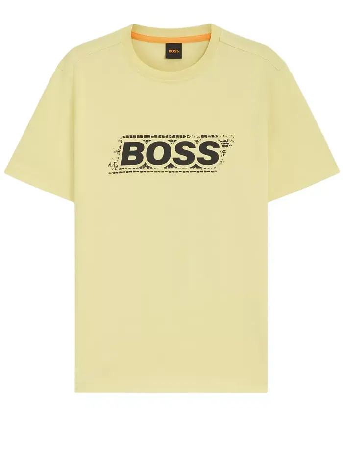 Мужская хлопковая футболка с логотипом Artwork Hugo Boss — изображение 2 из 4, желтый
