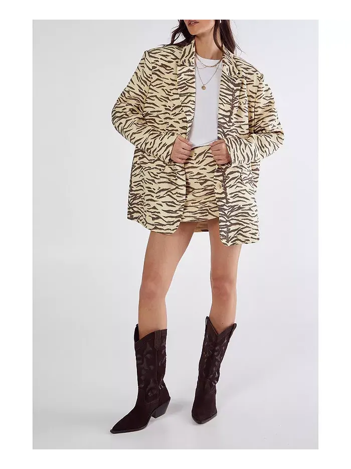 Женский свободный пиджак с принтом «зебра» Nasty Gal — изображение 5 из 8, желтый