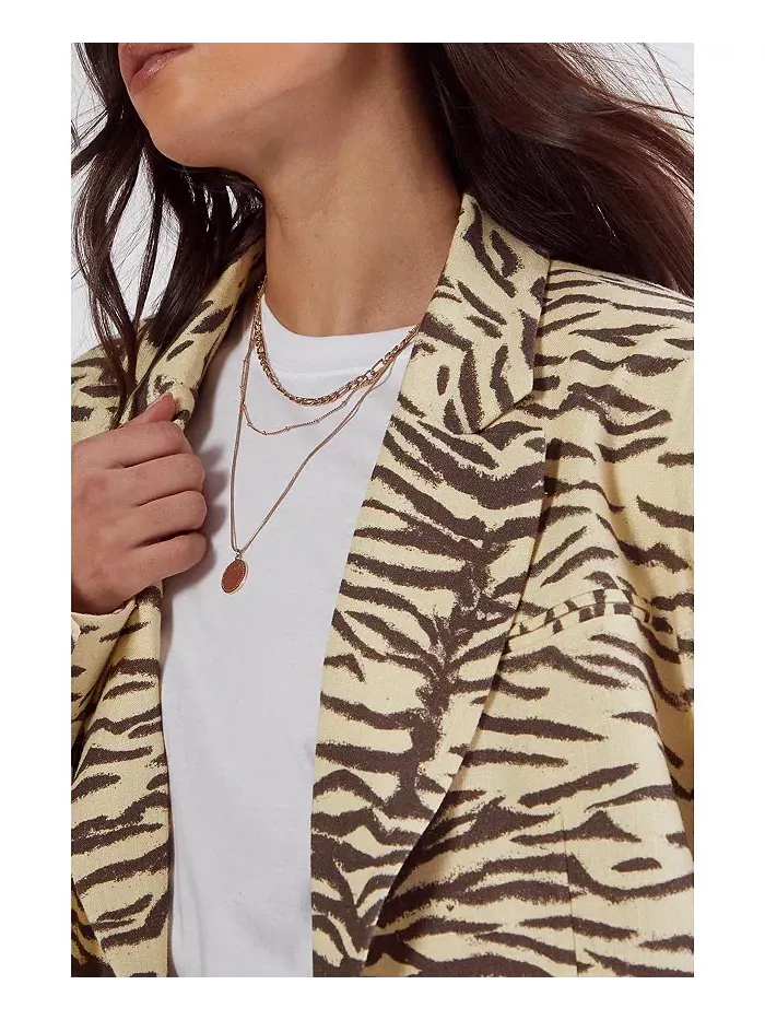 Женский свободный пиджак с принтом «зебра» Nasty Gal — изображение 8 из 8, желтый