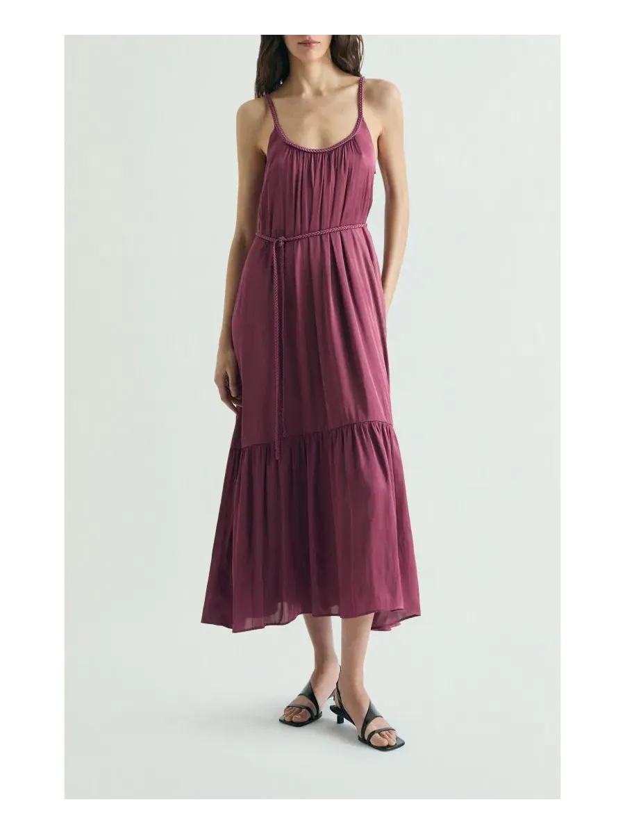 Макси-платье с плетеными бретелями Braided Straps Maxi Scoop-Neck Dress Scalpers — изображение 1 из 4, бордовый