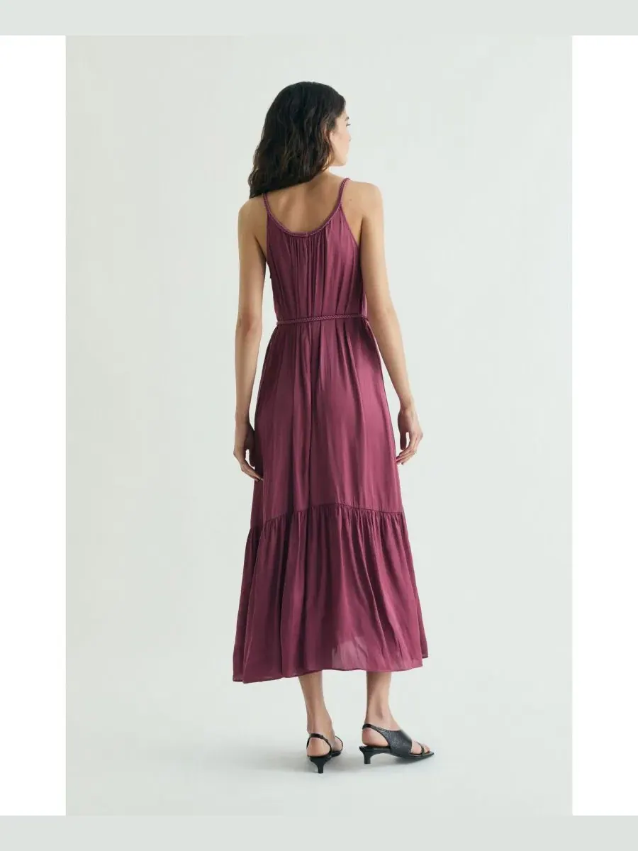 Макси-платье с плетеными бретелями Braided Straps Maxi Scoop-Neck Dress Scalpers — изображение 3 из 4, бордовый