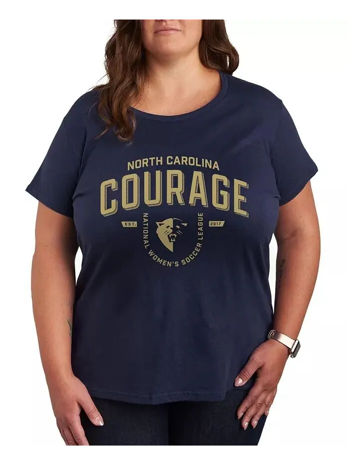 Футболка большого размера с круглым вырезом и принтом North Carolina Courage Hybrid Apparel — изображение 1 из 3, синий