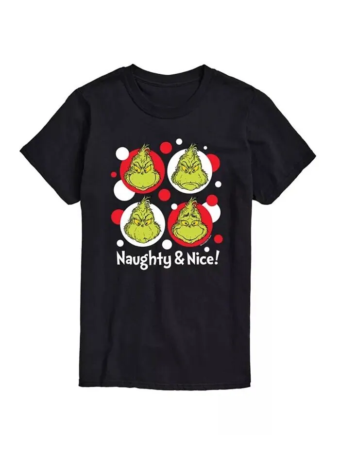 Мужская футболка с рисунком Доктора Сьюза Гринча Naughty Nice AIRWAVES — изображение 1 из 2, черный