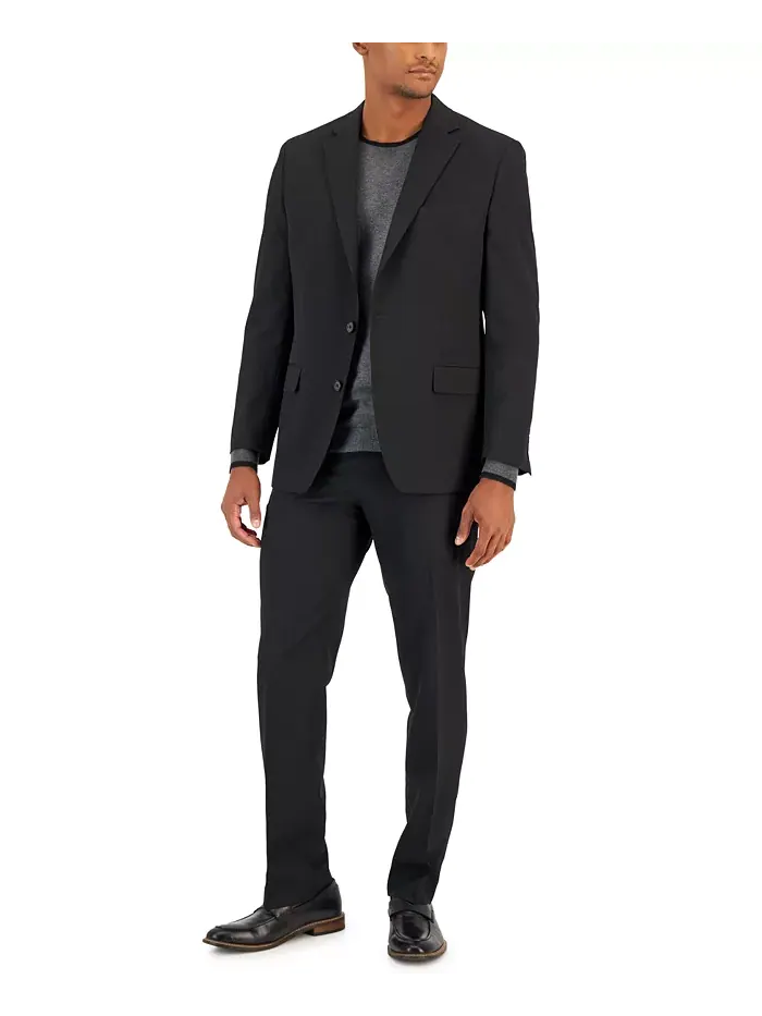 Мужские костюмы Flex Plain Slim Fit Van Heusen — изображение 1 из 12, глубокий черный