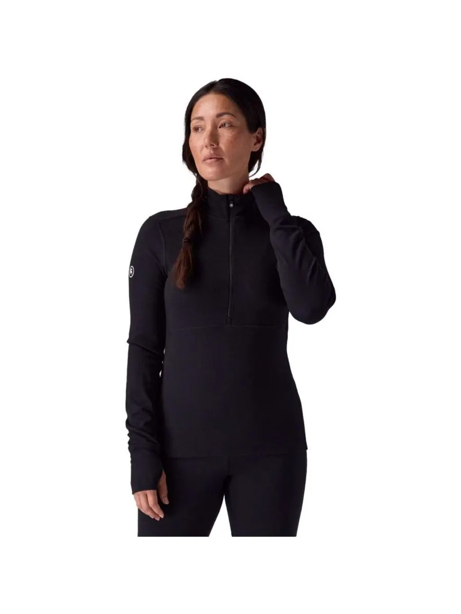 Женская термофутболка Cedars RWS Merino Mid-Wt с застежкой-молнией на четверть длины, средней — изображение 1 из 7, черный