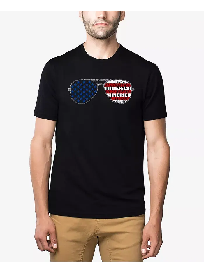 Мужская футболка Premium Blend Word Art с принтом "Americana Sunglasses" LA Pop Art — изображение 1 из 3, черный