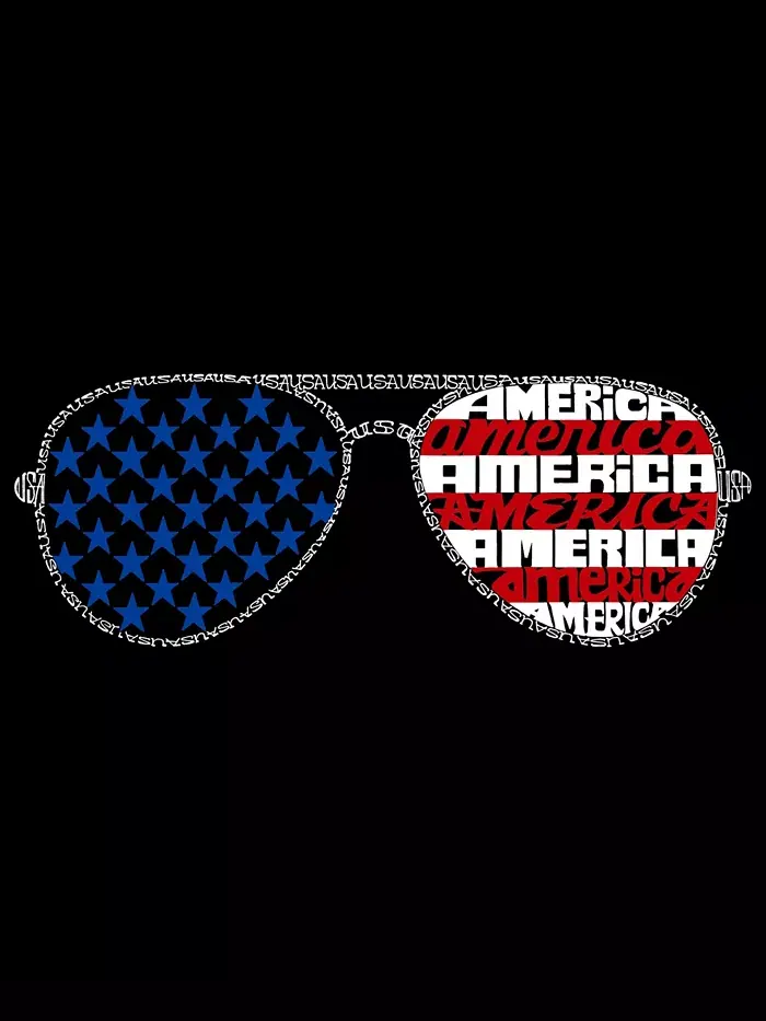 Мужская футболка Premium Blend Word Art с принтом "Americana Sunglasses" LA Pop Art — изображение 3 из 3, черный