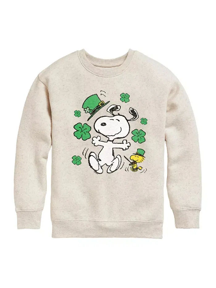 Флисовая толстовка с принтом Snoopy в честь Дня Святого Патрика для девочек постарше Peanuts