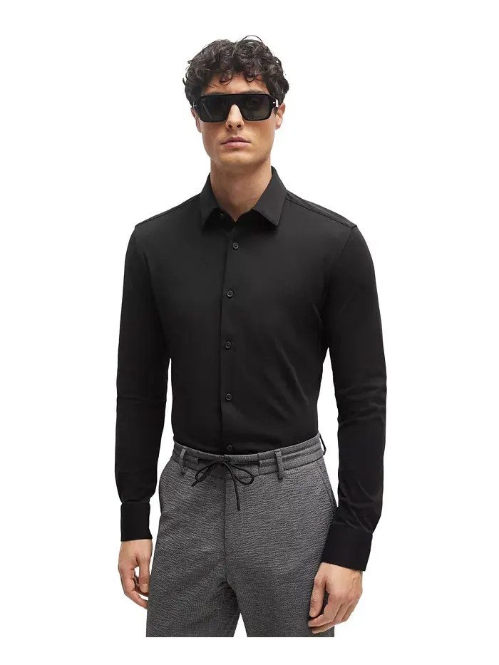 Мужская рубашка-стрейч облегающего кроя Hugo Boss