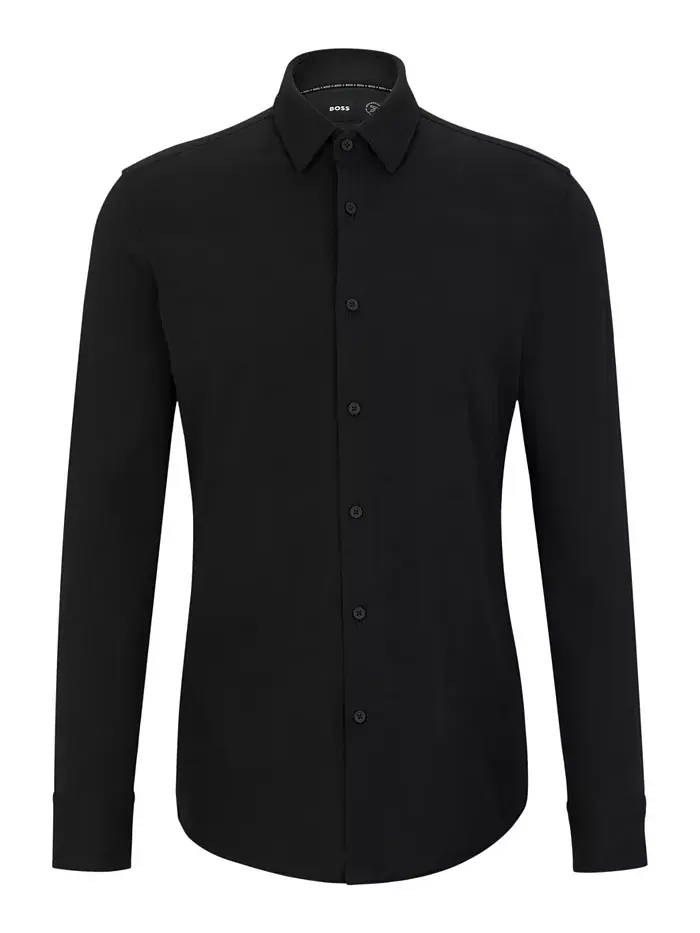 Мужская рубашка-стрейч облегающего кроя Hugo Boss — изображение 3 из 4, черный