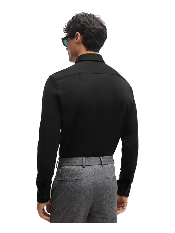 Мужская рубашка-стрейч облегающего кроя Hugo Boss — изображение 4 из 4, черный