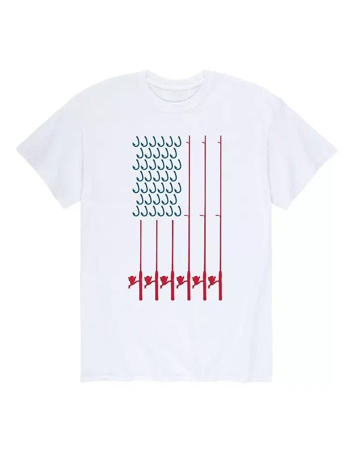 Мужская футболка с коротким рукавом American Flag Fishing Poles AIRWAVES — изображение 1 из 3, белый
