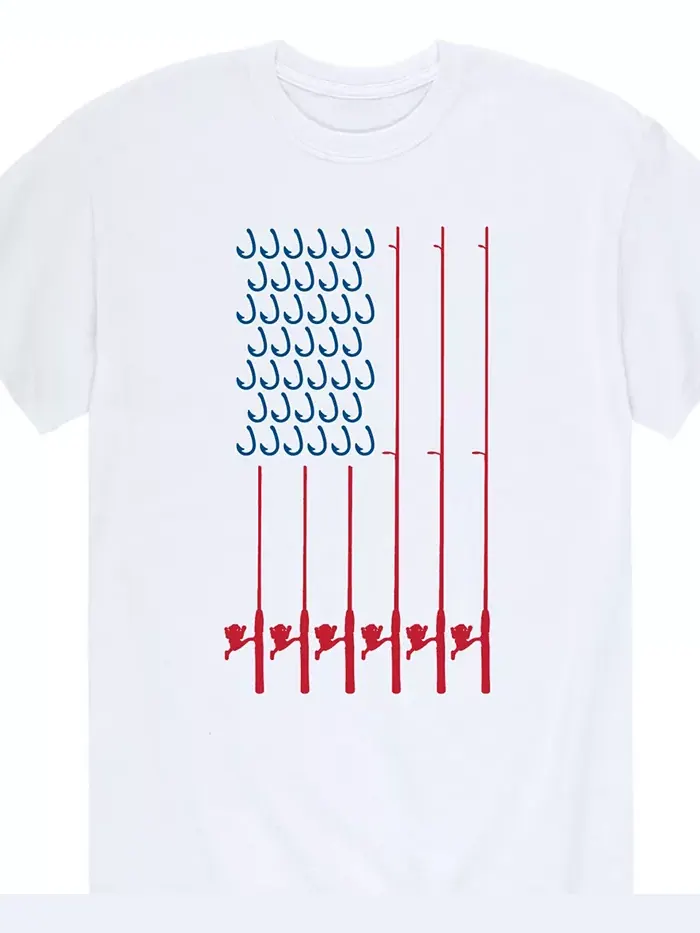 Мужская футболка с коротким рукавом American Flag Fishing Poles AIRWAVES — изображение 2 из 3, белый