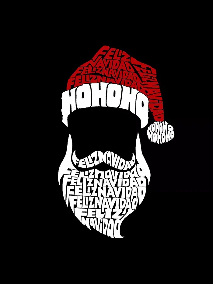 Мужской свитшот с круглым вырезом Feliz Navidad Santa Claus Word Art La Pop Art — изображение 3 из 3, серый