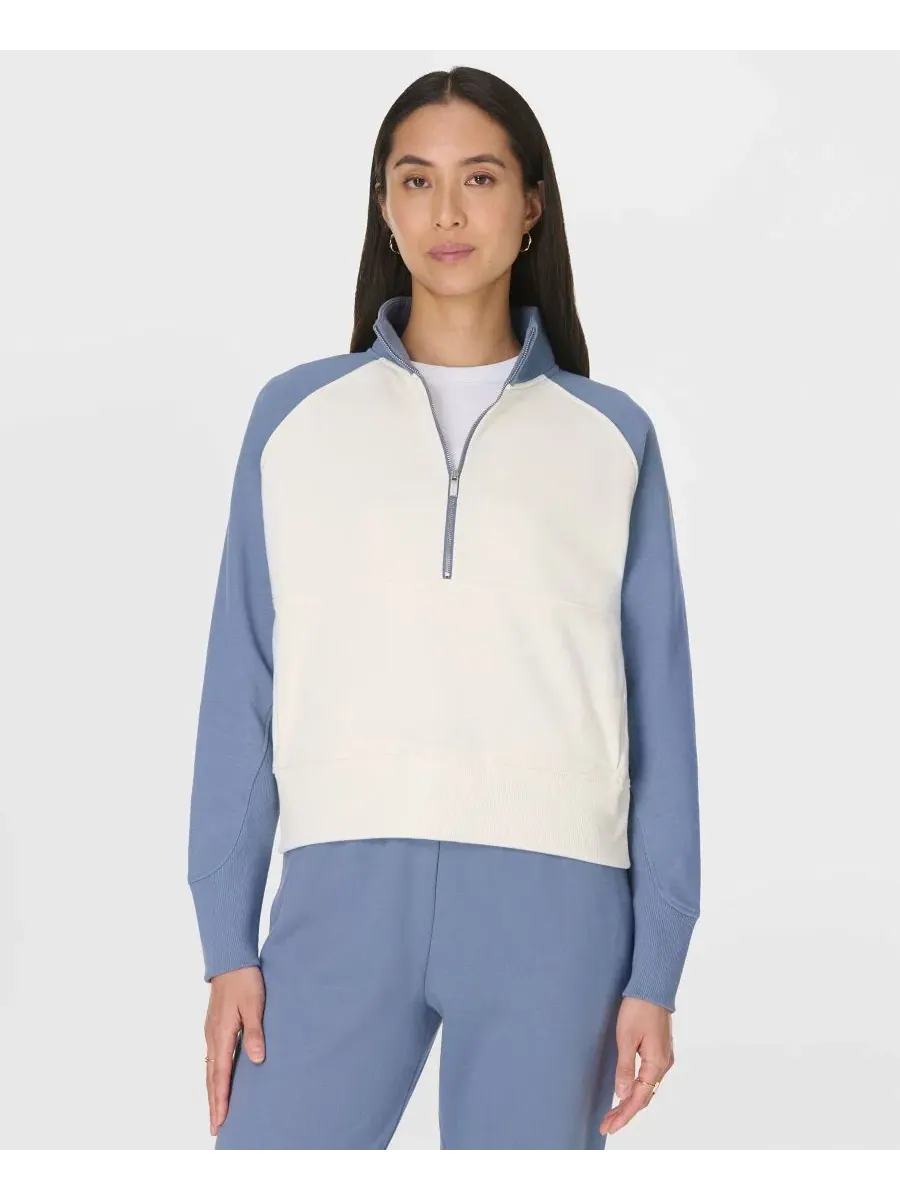 Женская толстовка Revive с половинной молнией и цветными блоками Sweaty Betty — изображение 1 из 4, синий