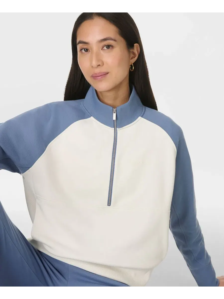 Женская толстовка Revive с половинной молнией и цветными блоками Sweaty Betty — изображение 2 из 4, синий