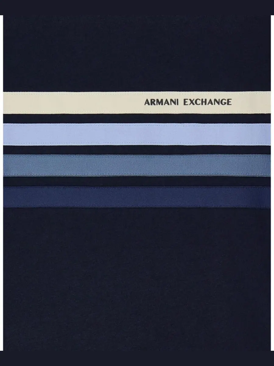 Мужская футболка с коротким рукавом и четырьмя полосками A|X Armani Exchange — изображение 4 из 4, глубокий темно-синий