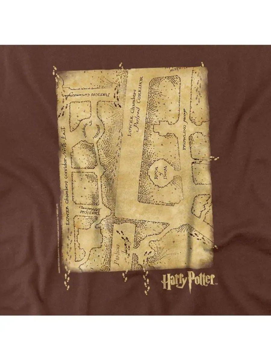 Мужская футболка с изображением карты Мародеров Harry Potter — изображение 3 из 3, коричневый