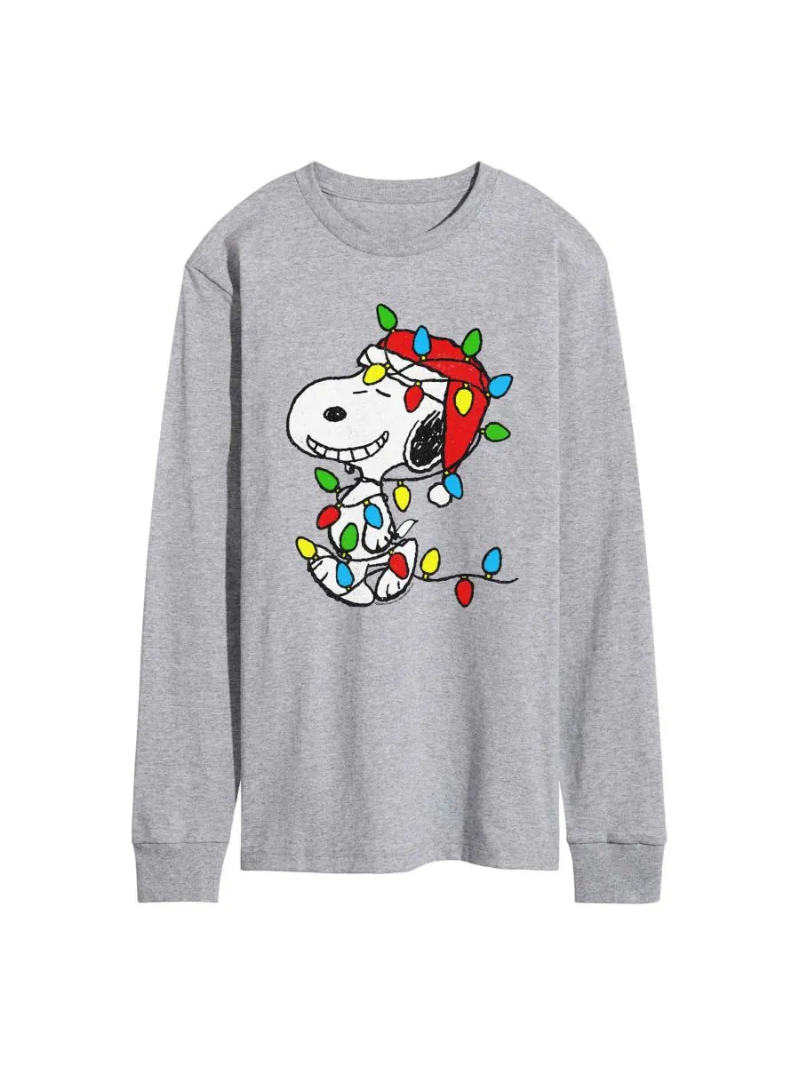 Мужская футболка с длинными рукавами с принтом Peanuts Snoopy Christmas Lights AIRWAVES — изображение 1 из 3, приглушенный