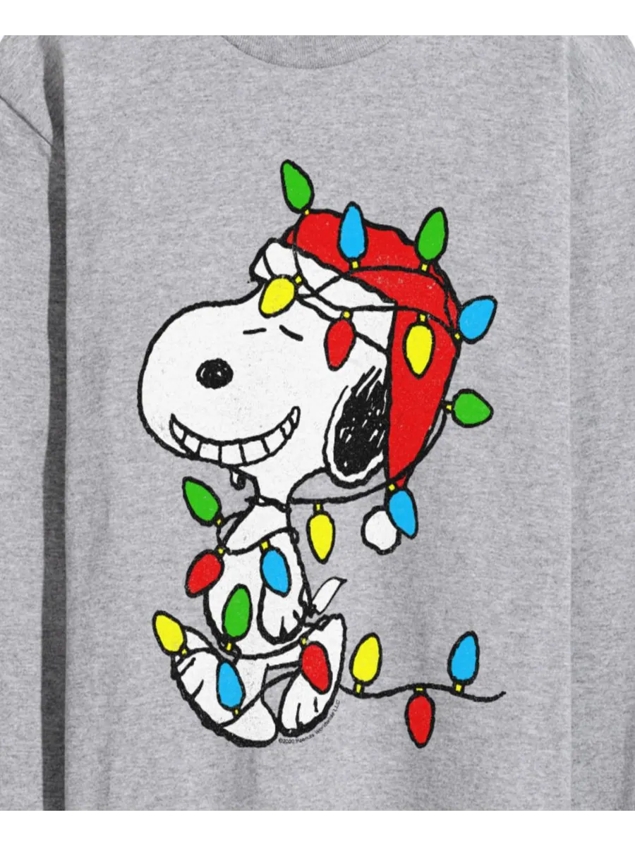 Мужская футболка с длинными рукавами с принтом Peanuts Snoopy Christmas Lights AIRWAVES — изображение 3 из 3, приглушенный