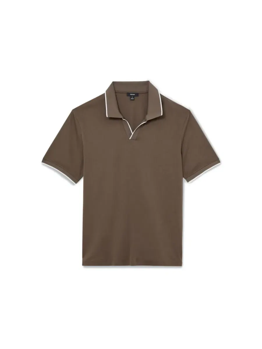 Поло с контрастной отделкой, хлопковое, slim fit, Nico REISS — изображение 2 из 5, коричневый