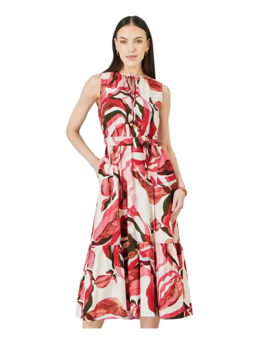 Женское платье-миди с принтом Swirl Print Yumi — изображение 1 из 8, розовый