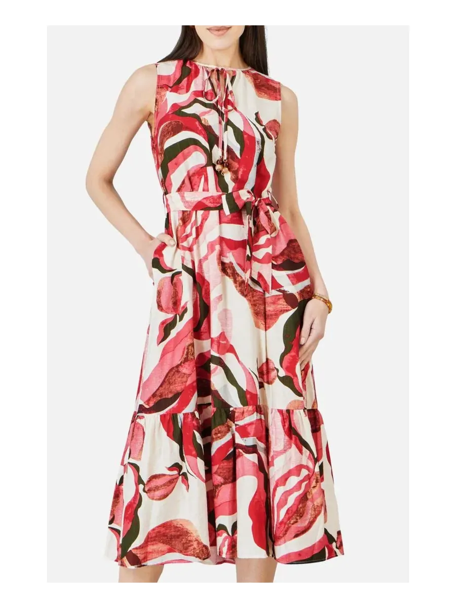 Женское платье-миди с принтом Swirl Print Yumi — изображение 2 из 8, розовый