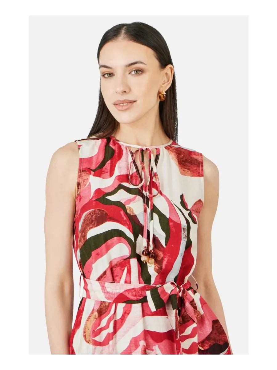 Женское платье-миди с принтом Swirl Print Yumi — изображение 4 из 8, розовый