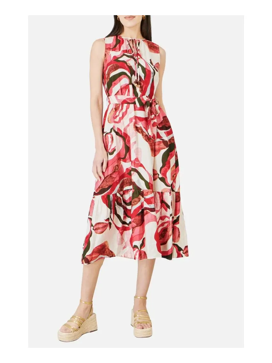 Женское платье-миди с принтом Swirl Print Yumi — изображение 5 из 8, розовый
