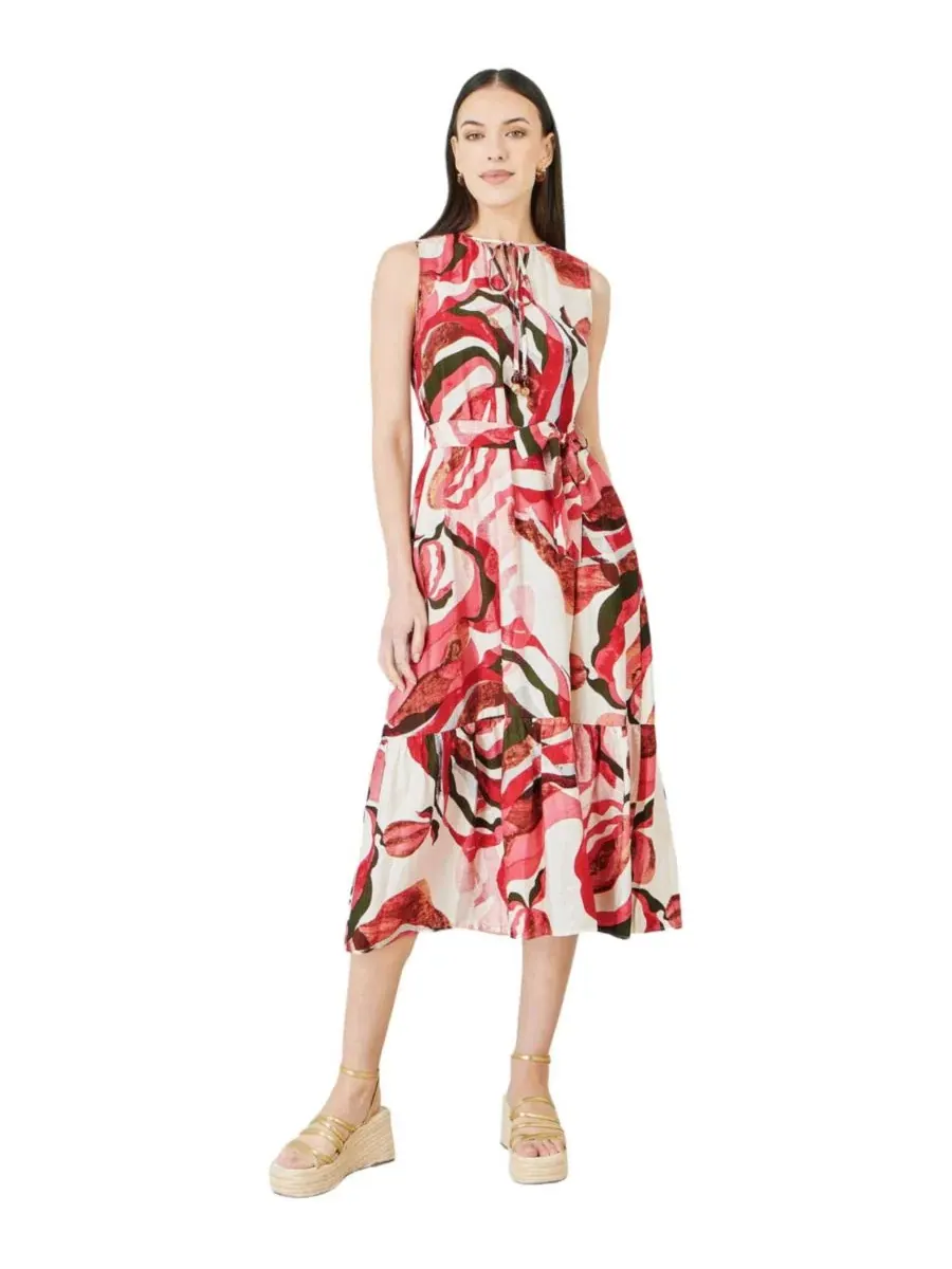 Женское платье-миди с принтом Swirl Print Yumi — изображение 6 из 8, розовый